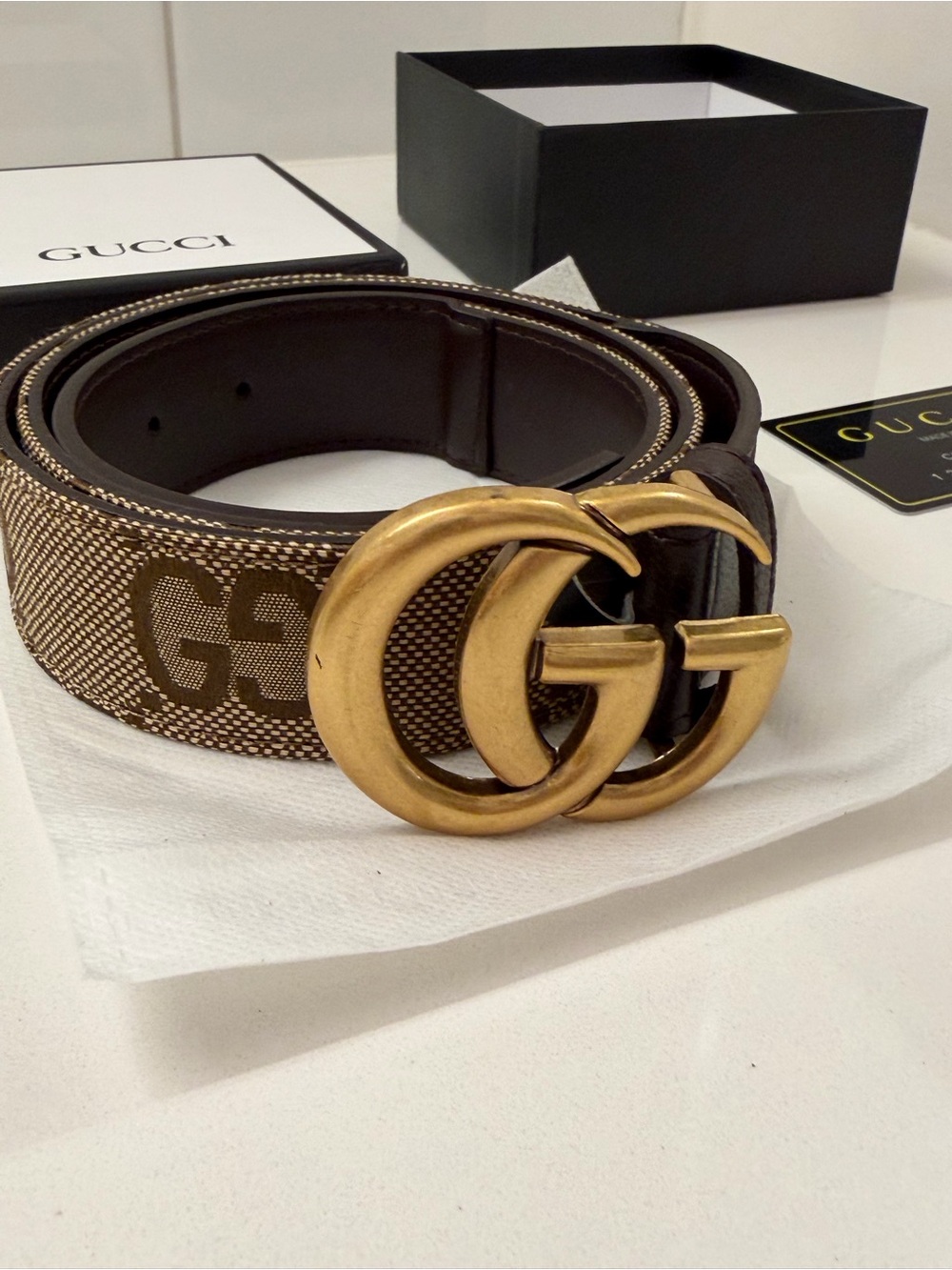 Gucci GG Canvas Double G Belt – Brown/Beige